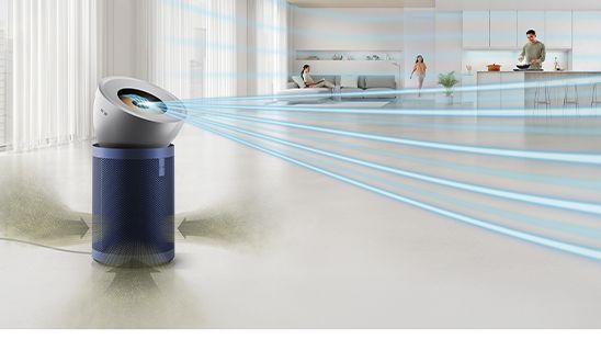 Dyson BP03 purificando y refrescando un salón