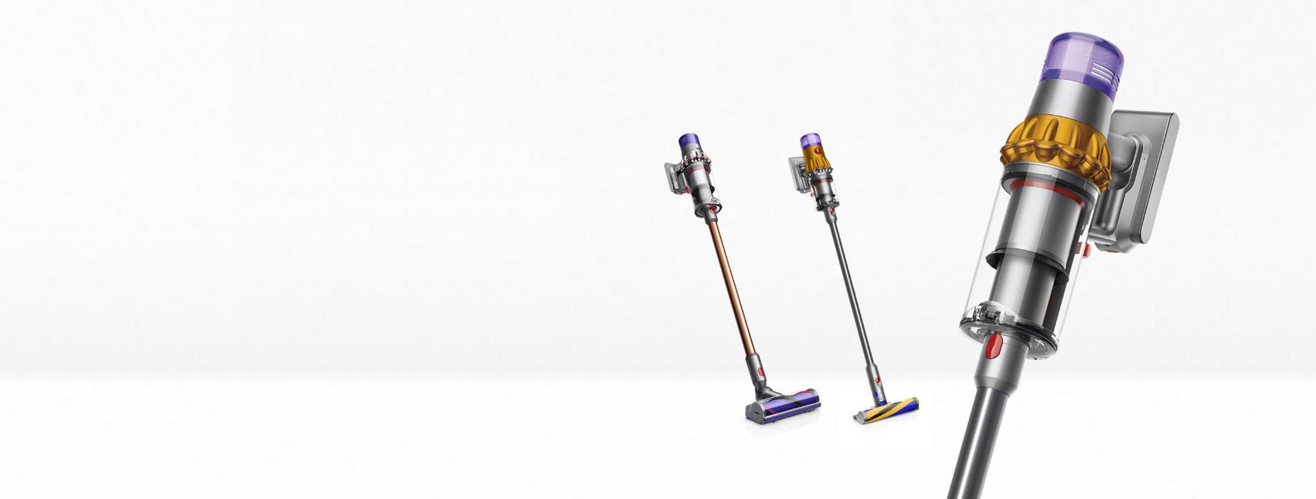 3 różne modele odkurzaczy bezprzewodowych Dyson