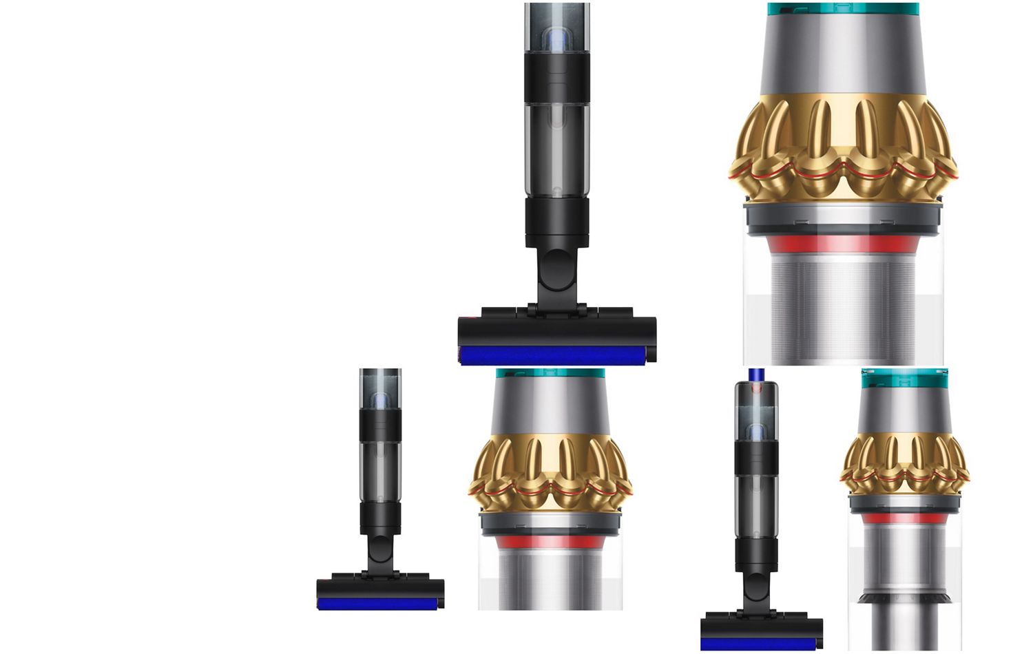 Dyson WashG1 wet floor cleaner and Dyson V15 Detect cordless vacuum.