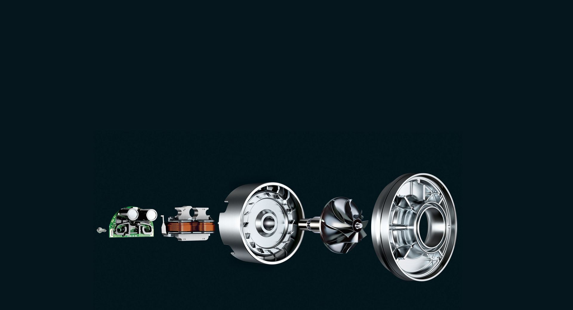 Vue éclatée du moteur numérique Dyson