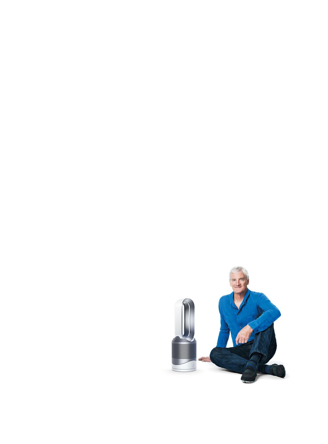 James Dyson avec le purificateur chaufferette Dyson Pure Hot+Cool Link🅪