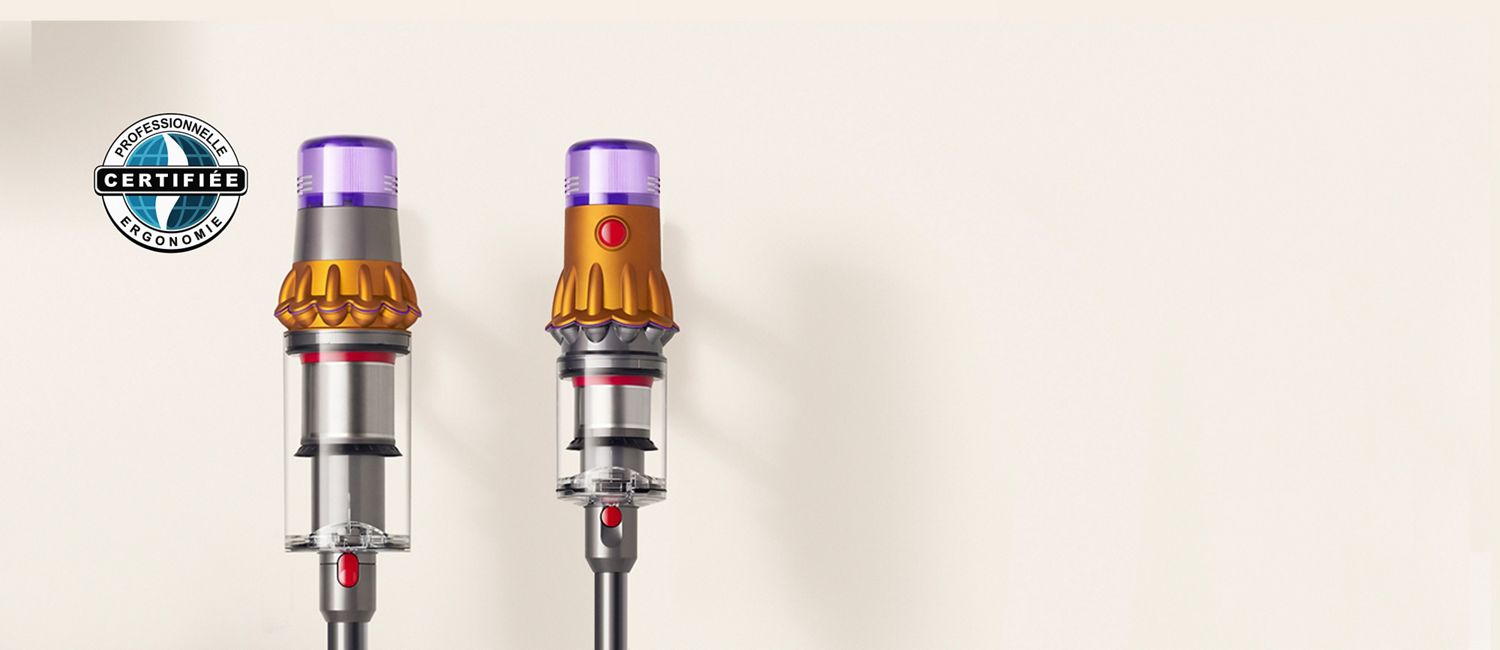 Aspirateur Dyson V12 Detect Slim bac à côté du bac Dyson Outsize+