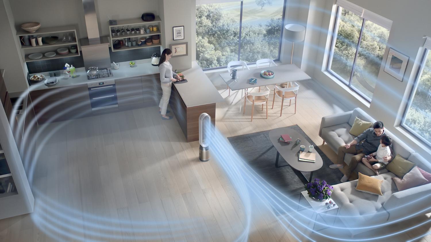 Dyson purifier purifying large living space