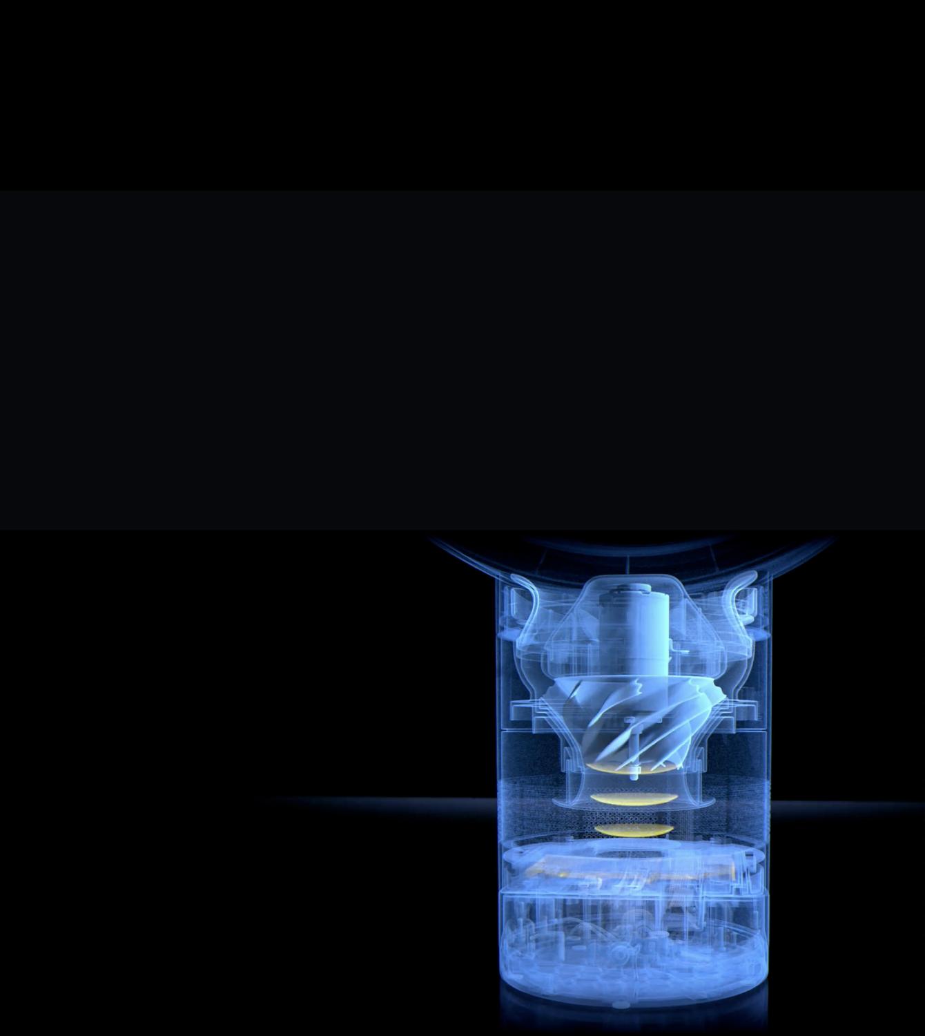 Animation de la dispersion du bruit par le ventilateur Dyson