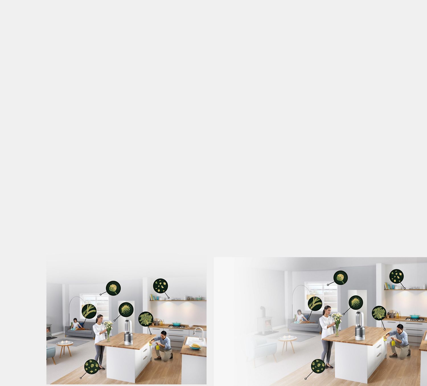 Image of the home with various allergens and pollutants identified