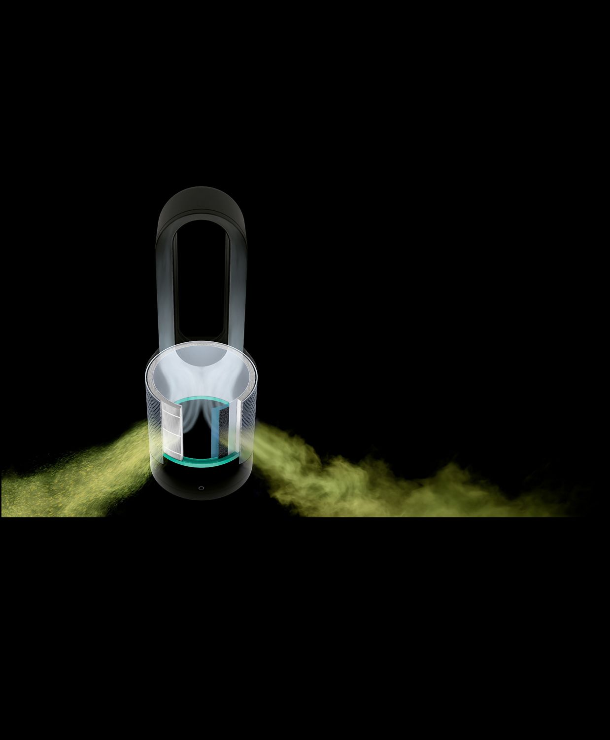   Skeleton of Dyson purifier with harmful gases entering 