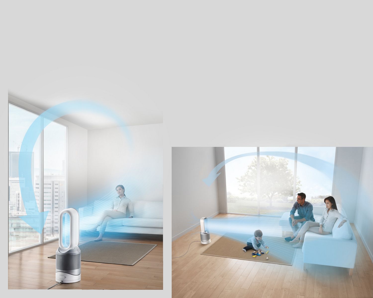  Dyson purifying fan in family home