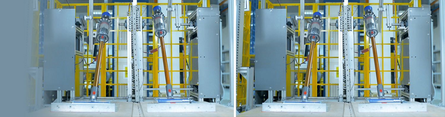 Photograph depicting the Dyson cordless vacuums being intensely tested