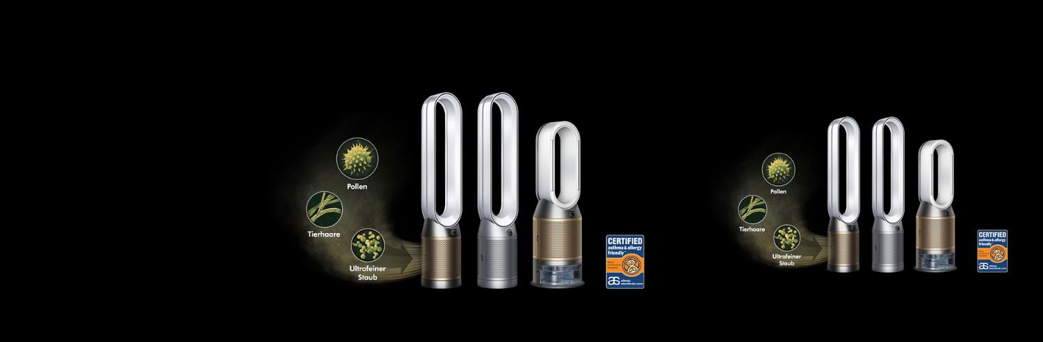 Luftreiniger Sortiment, welches die Luft von Schadstoffn wie ultrafeinen Staub, Tierhaare und Pollen reinigt