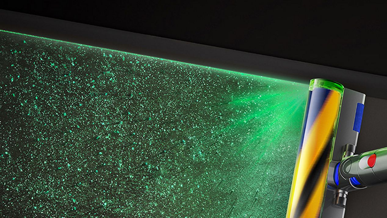 Насадка Dyson Laser Slim Fluffy для пола делает видимыми частицы пыли
