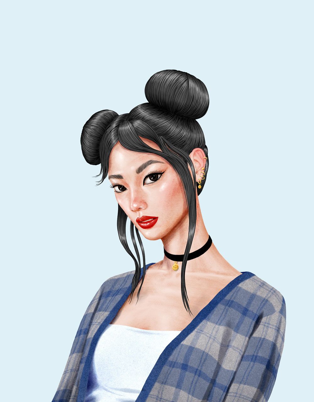 Frau mit Festival Zöpfen