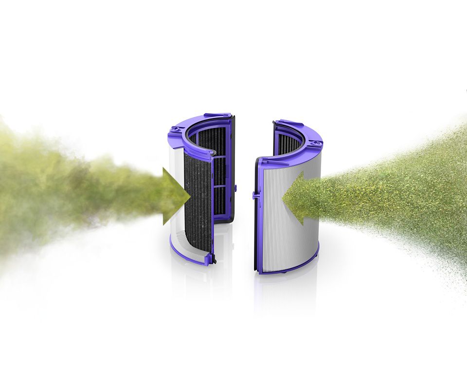 Air purifier HEPA filter capturing and trapping air pollution particles