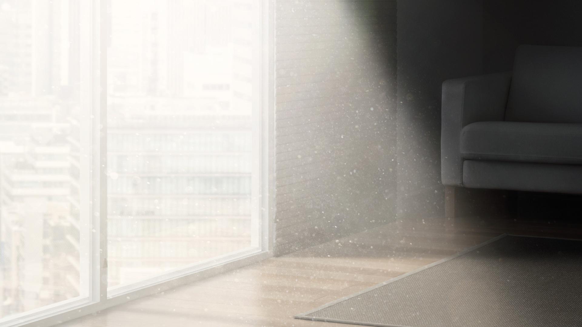 Alergeny i kurz unoszące się w salonie