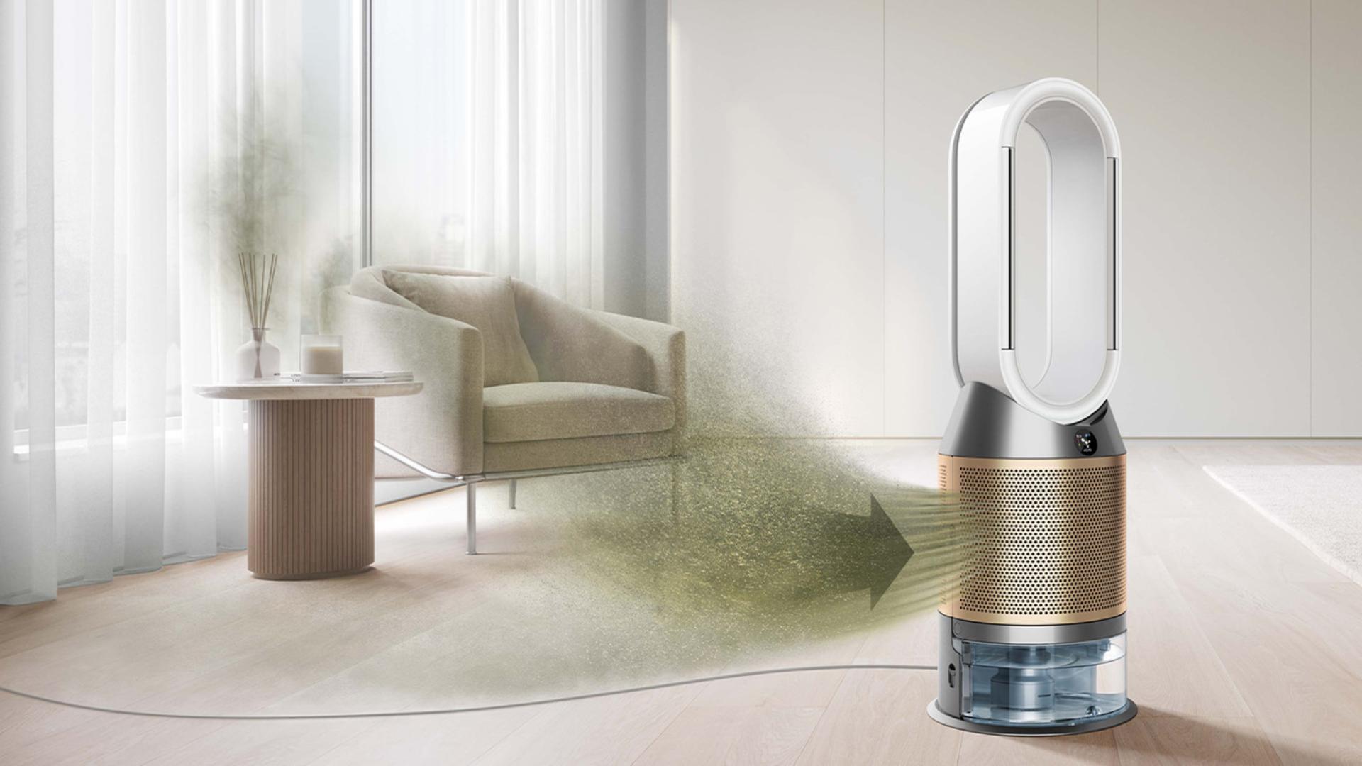 oczyszczacz powietrza Dyson pochłaniający zanieszczyszczenia w powietrzu, w tym alergeny