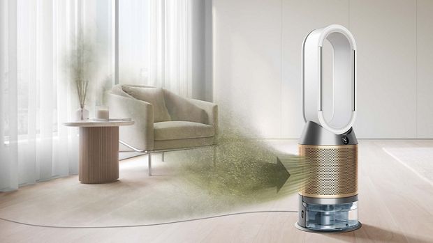 oczyszczacz powietrza Dyson pochłaniający zanieszczyszczenia w powietrzu, w tym alergeny