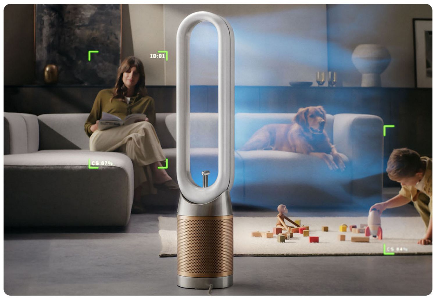 Dyson Find Follow Purifier Cool purifier in use in a home setting