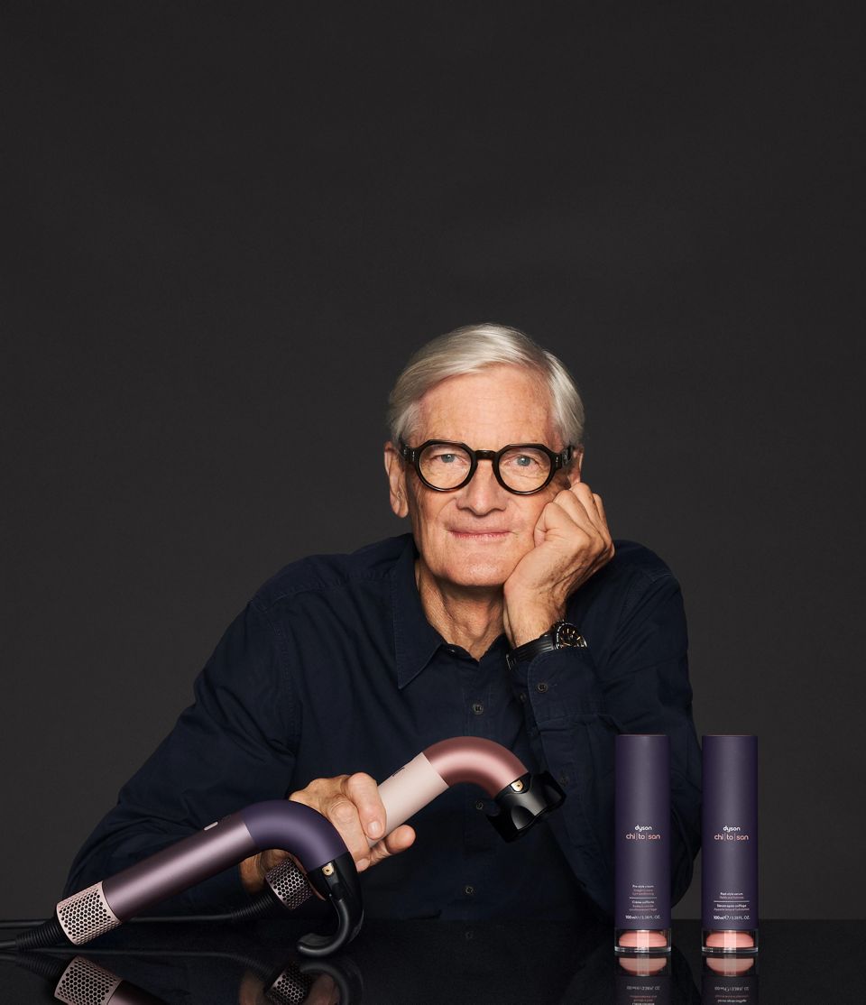 James Dyson with the Supersonic R hair dryer and Chitosan