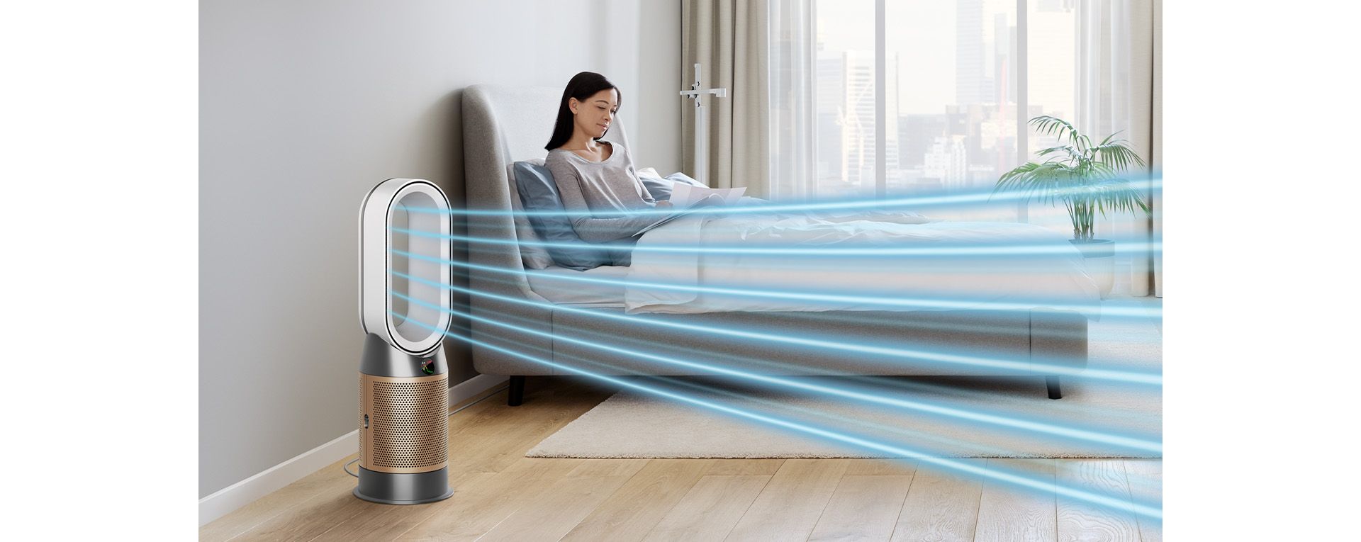 Dyson air purifier in bedroom