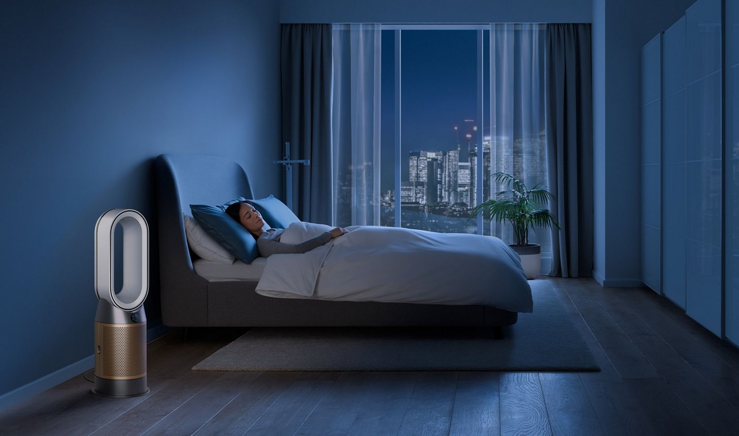 Dyson air purifier in bedroom