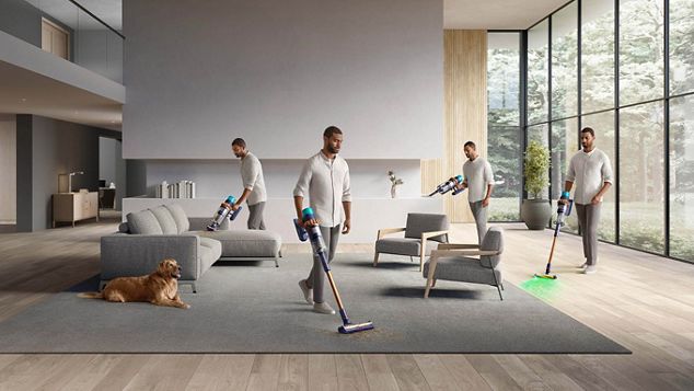 Dyson V15 cleaning living room