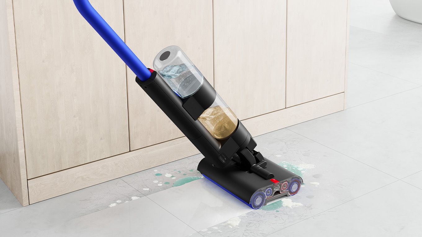 Dyson WashG1 cleaning hard floor in kitchen
