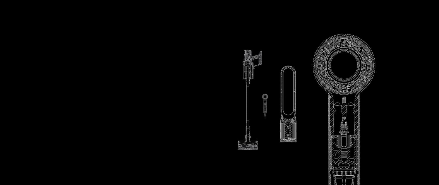 Image d'une vue intérieure coupée d'une nouvelle technologie Dyson