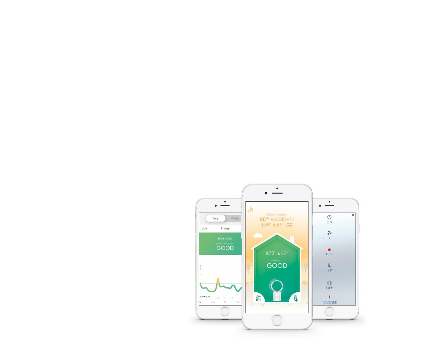 Close up of smartphone using the Dyson link app