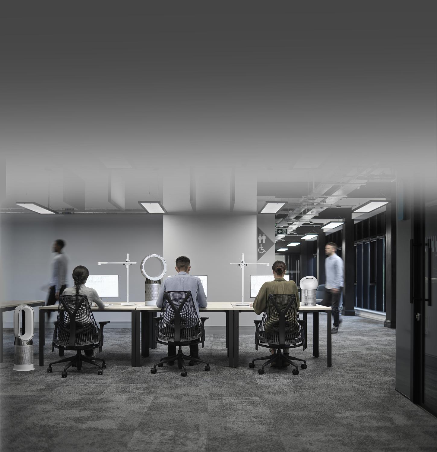 Dyson purifiers in an office setting