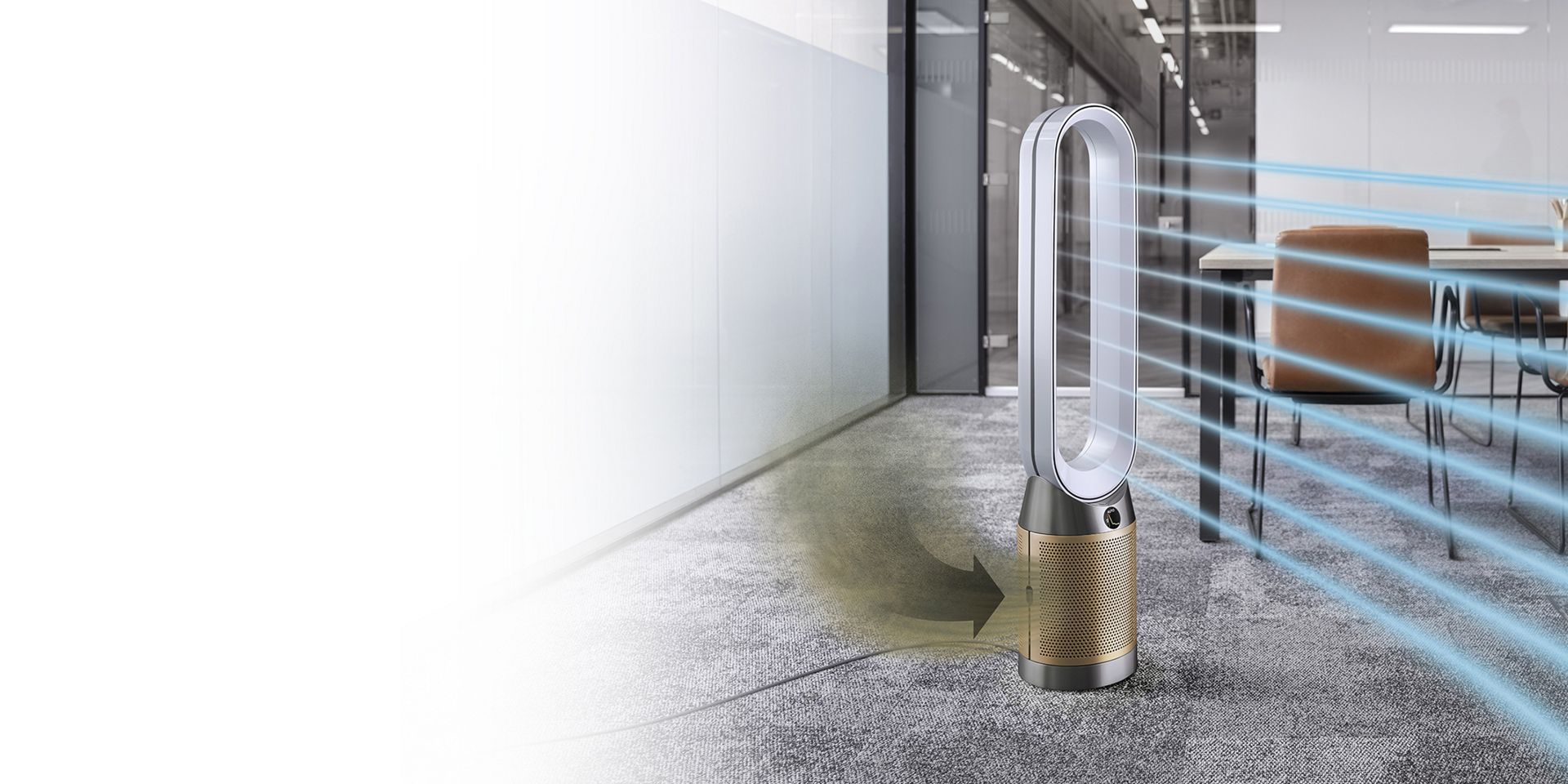 Dyson Hepa Cool Formaldehyde reinigt die Luft eines Büros