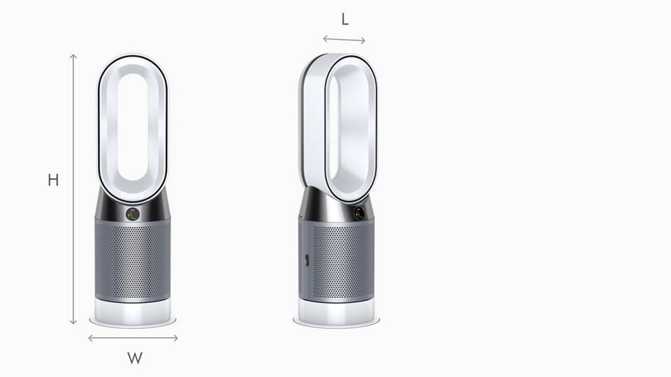 Dyson Purifier Hot+Cool fan heater front and side views
