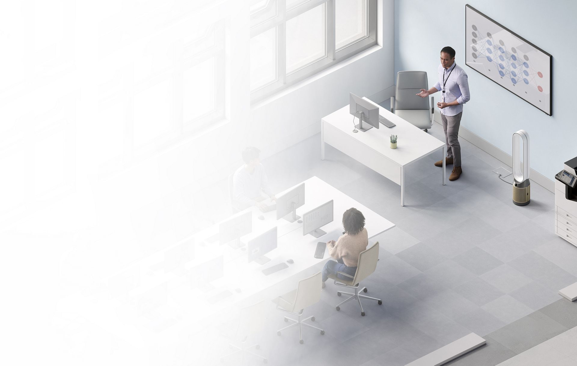 Purificatore Dyson all'interno di una classe