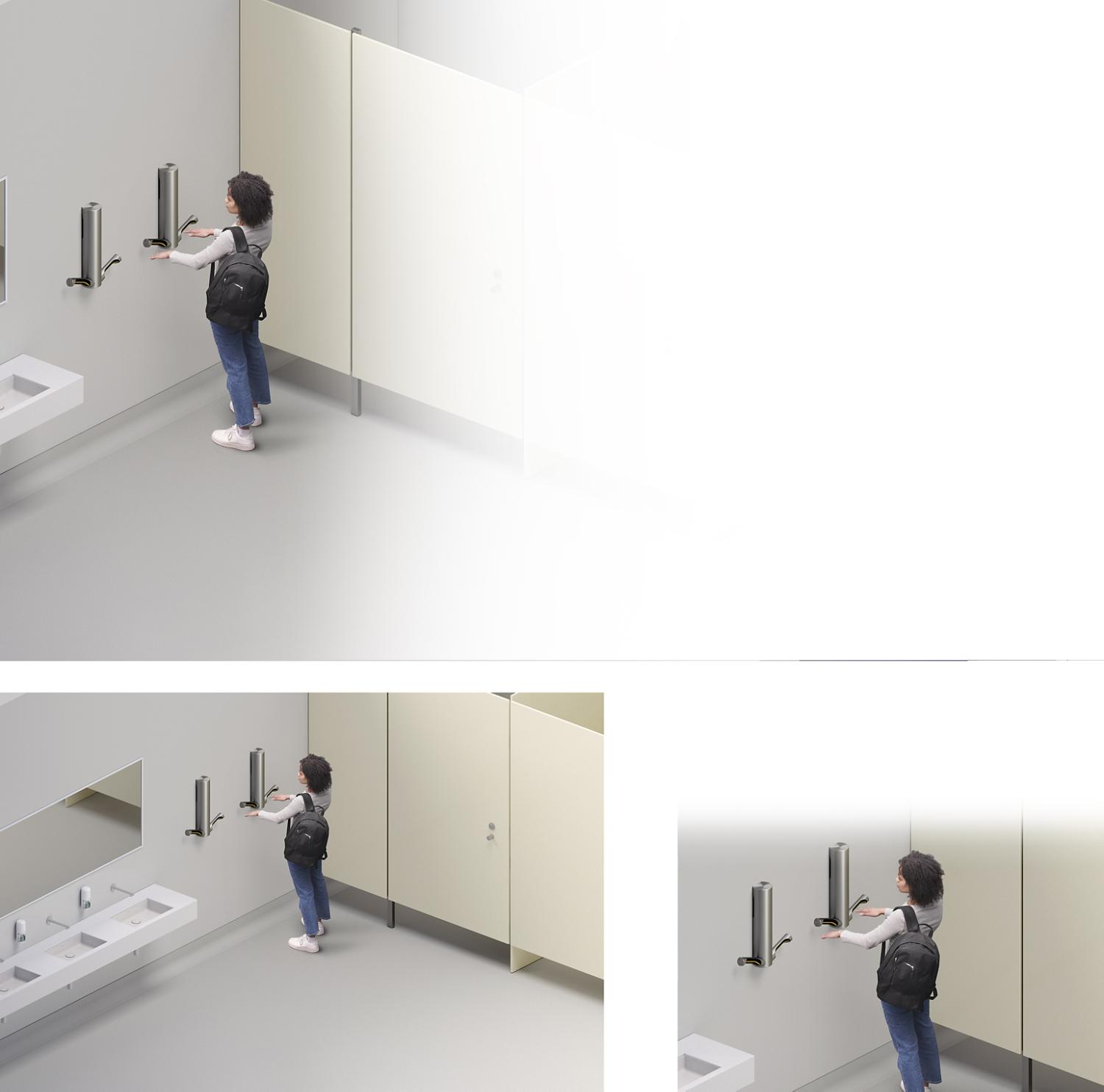 Woman drying hands with Dyson Airblade 9kJ