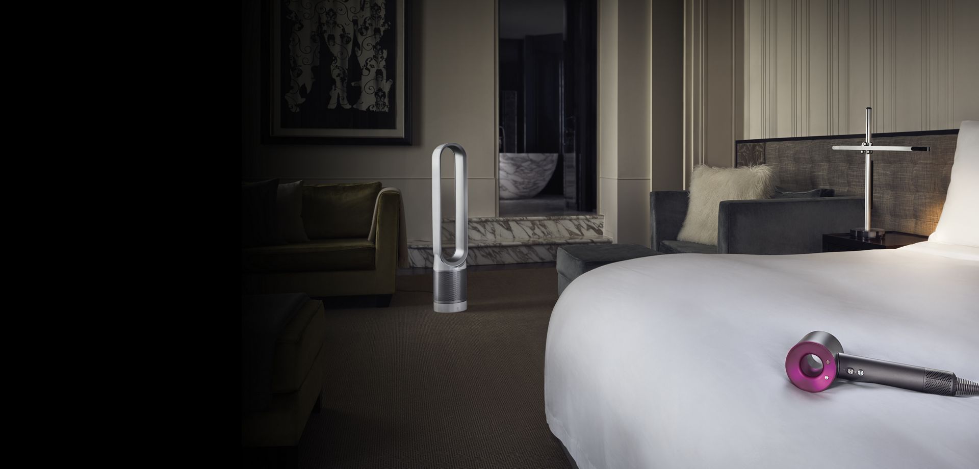 Dyson products in hotel suite