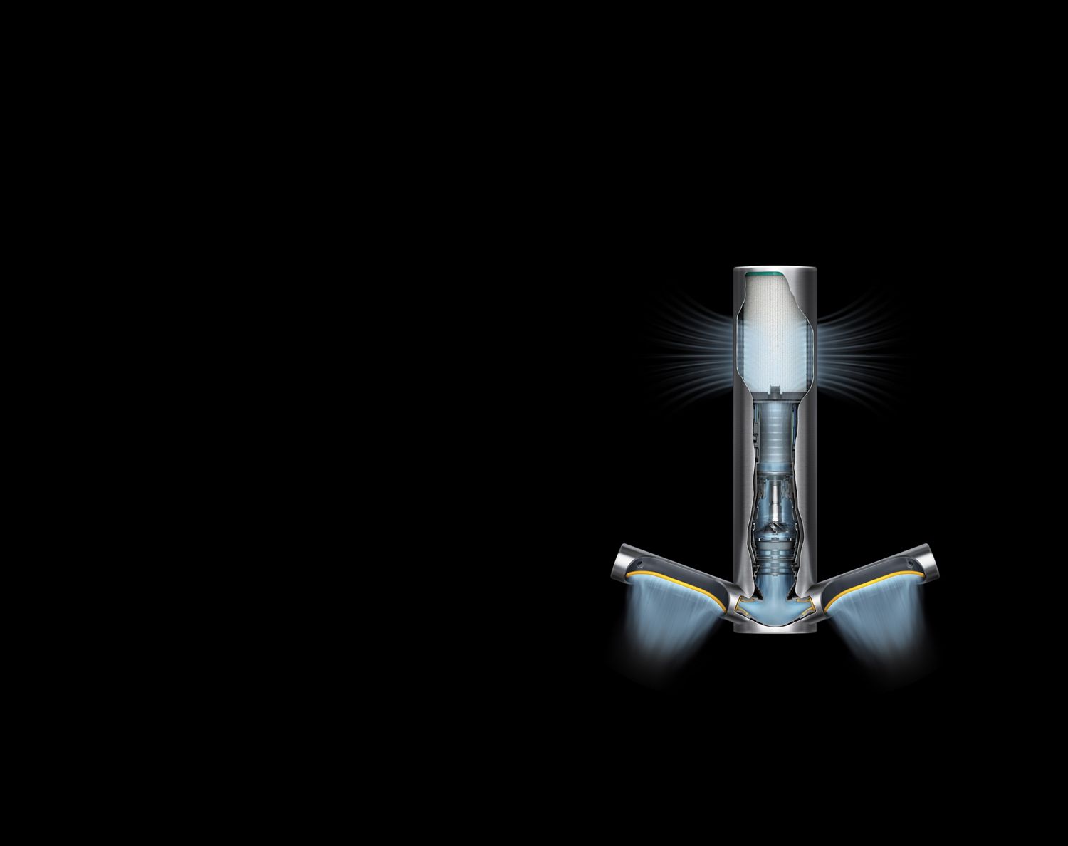 Vue en coupe de la technologie du sèche-mains Dyson Airblade 9KJ