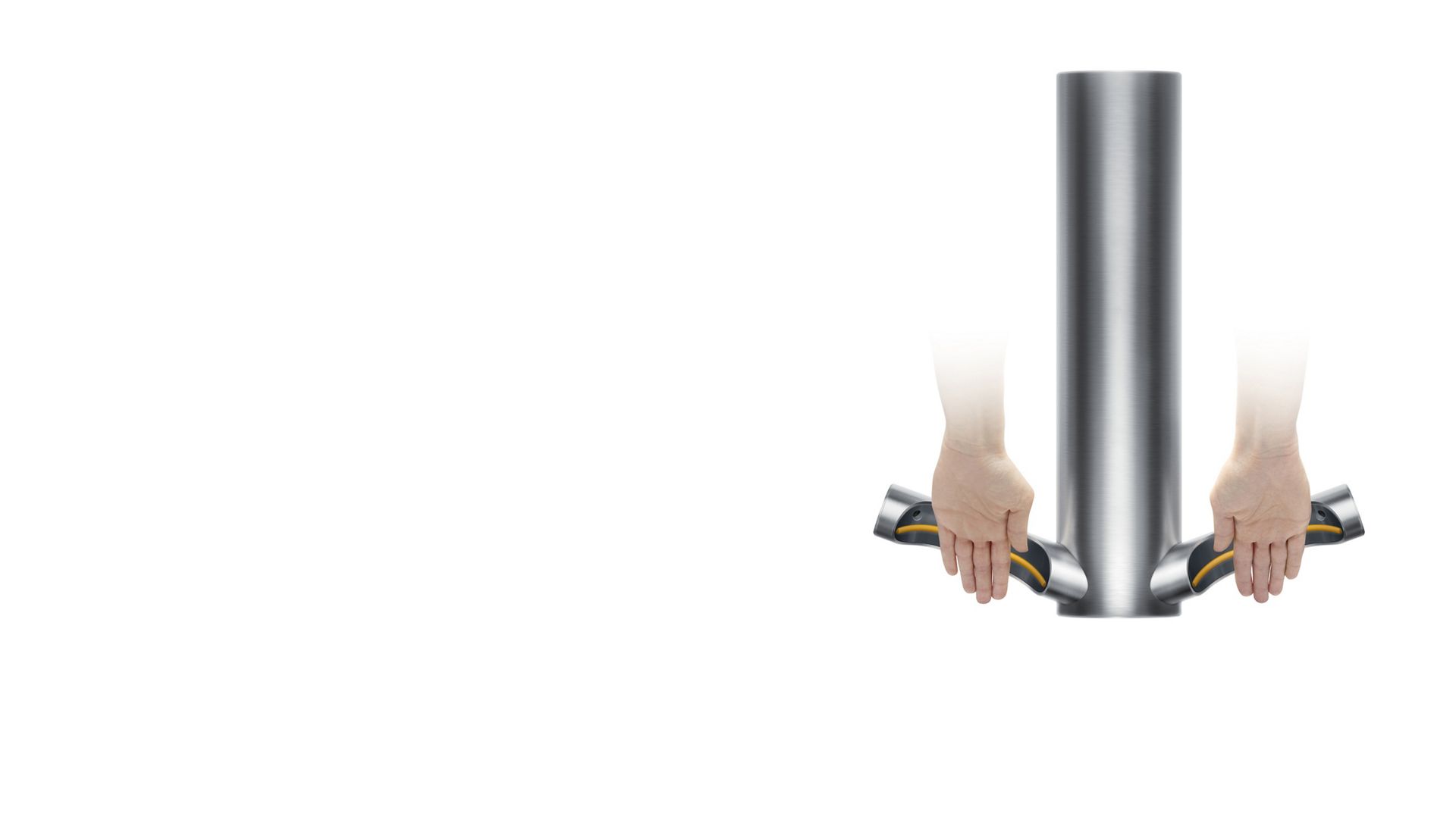 Hender blir tørket med Dyson Airblade 9kJ