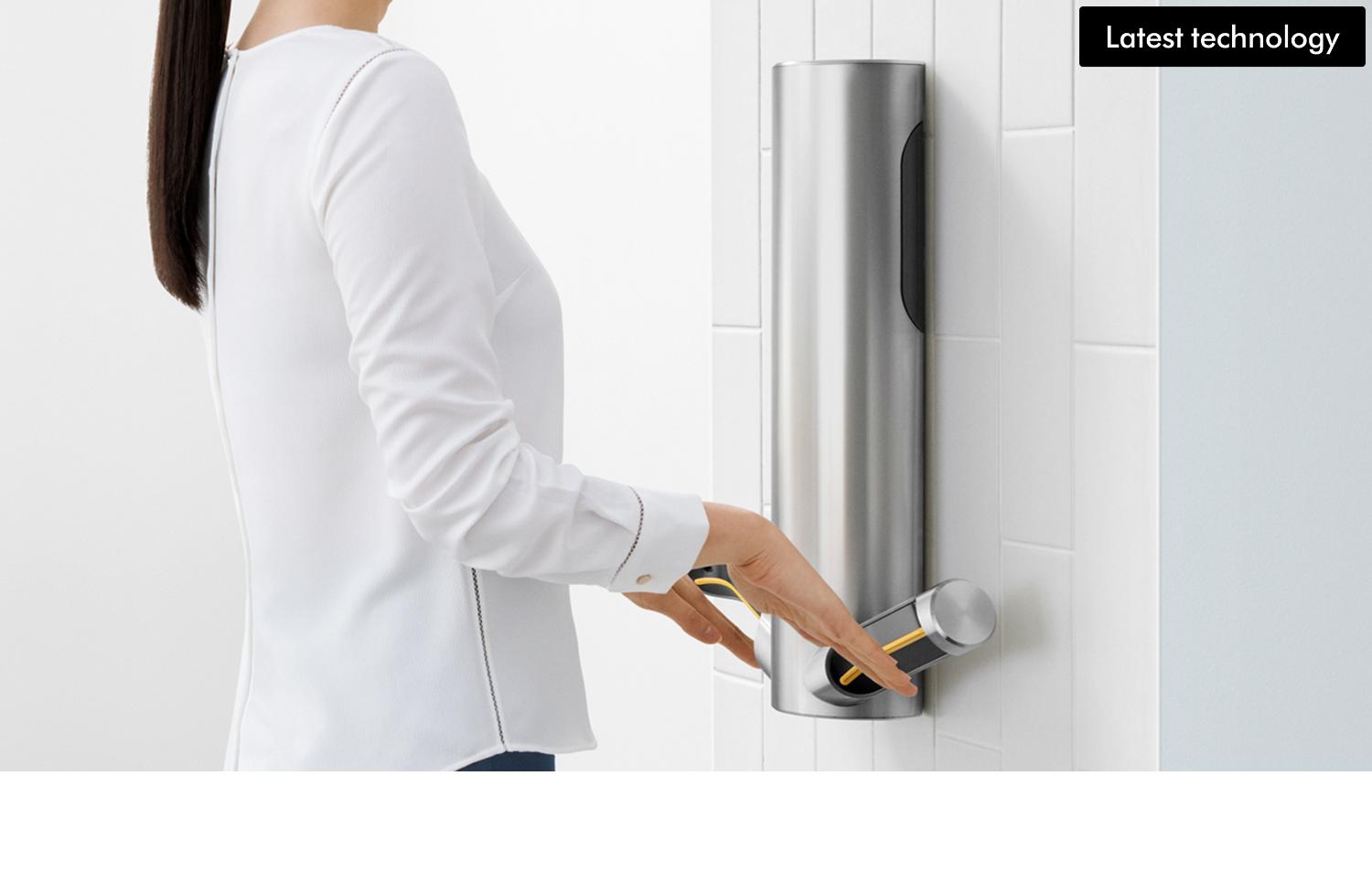 2 Dyson Airblade dB hand dryers in hotel bathroom