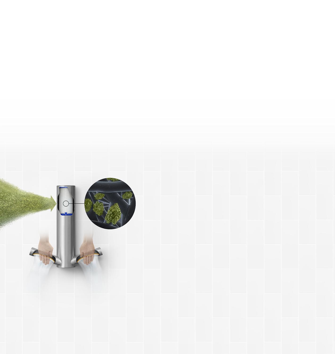 Dyson Airblade 9kJ HEPA filter with captured particles