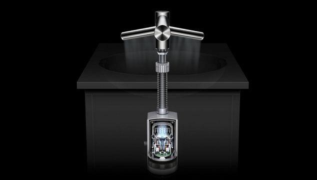 Röntgenbild des Dyson Airblade Wash+Dry mit sichtbarem Motor