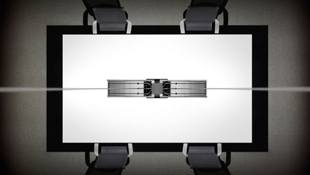 Aerial view of boardroom table