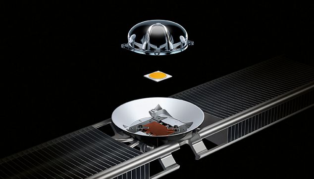 An expanded view of the components of the custom lens. 