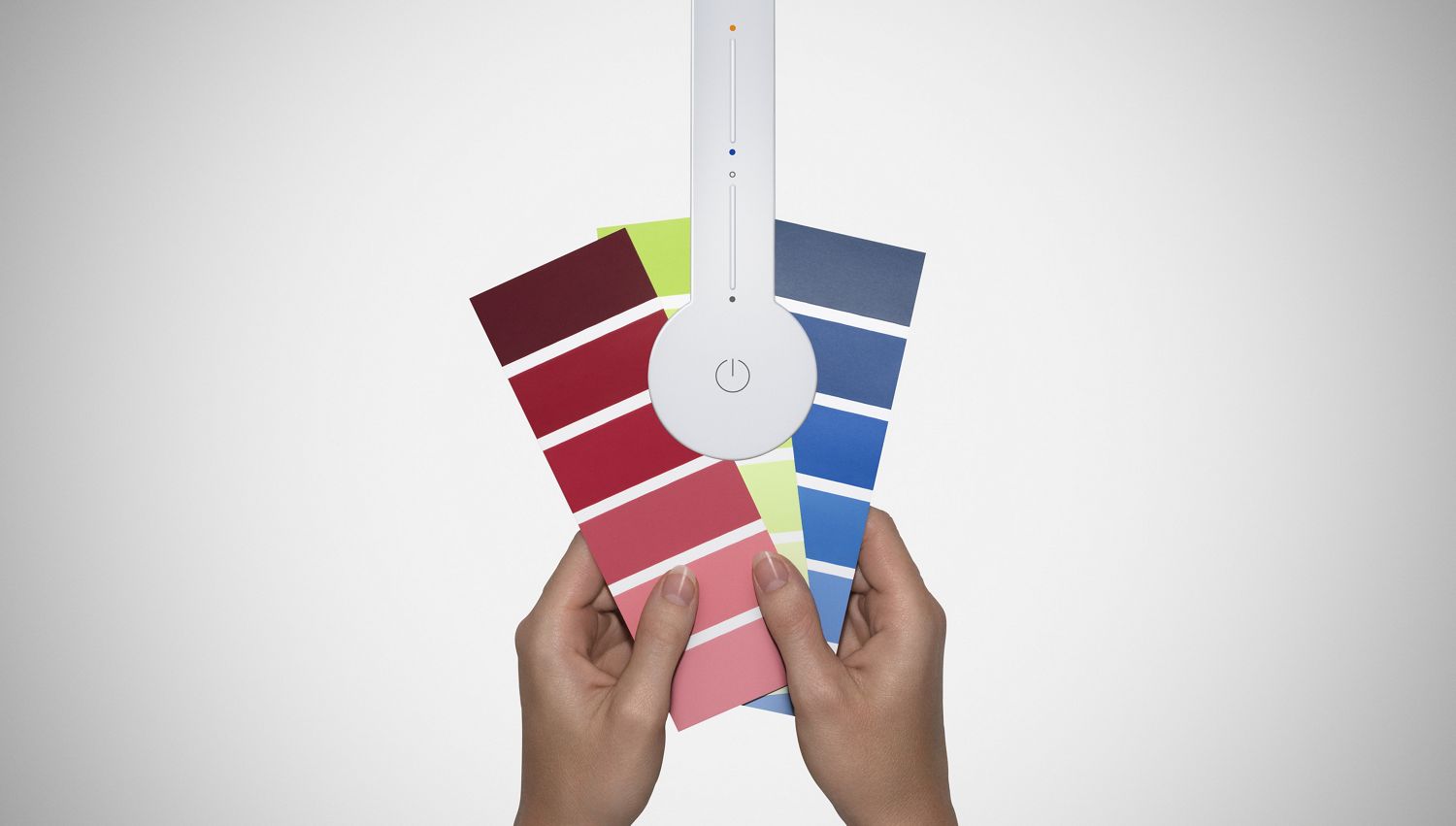 Dyson lightcycle desk with coloured graphs to show its lighting precision