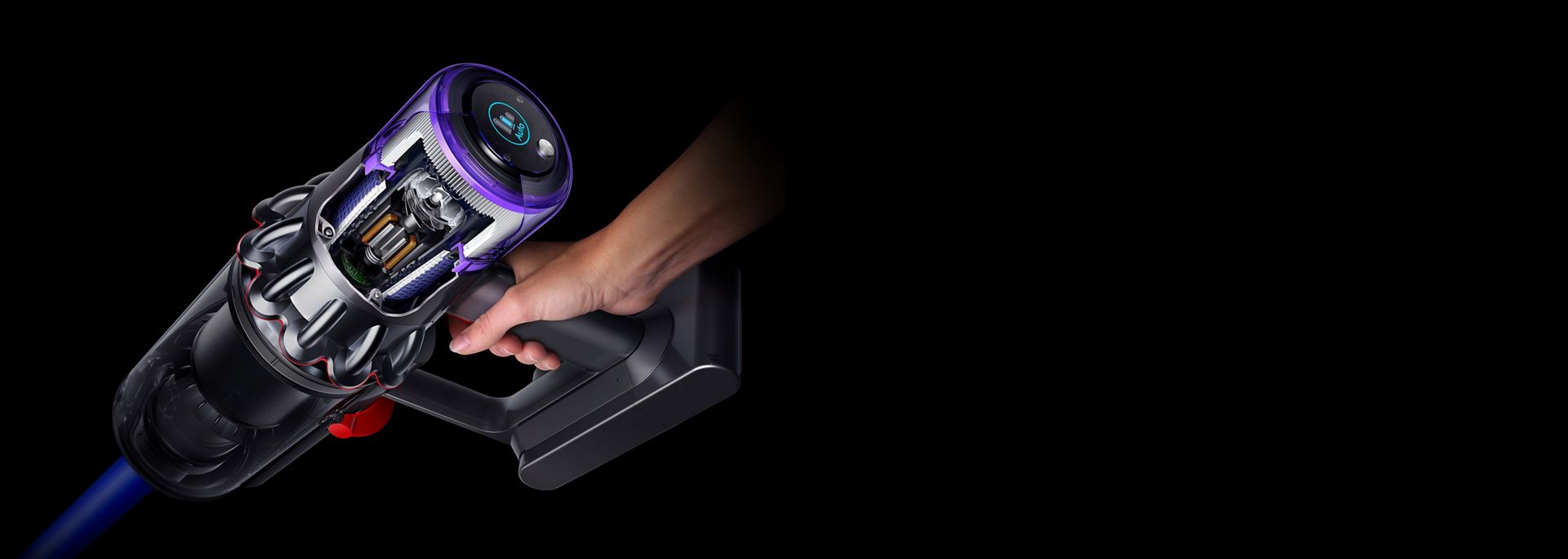 Utsnitt av Dysons digitale motor inni Dyson V11 støvsuger.