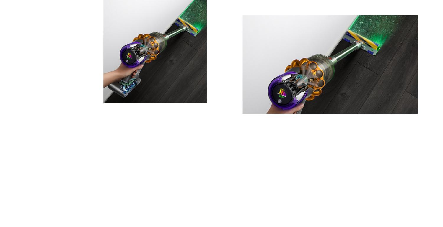 Dyson V15 Detect maakt stof zichtbaar op de vloer.