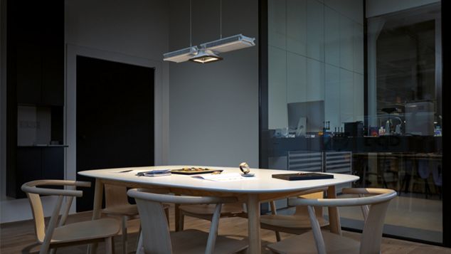 Desk under Dyson lighting