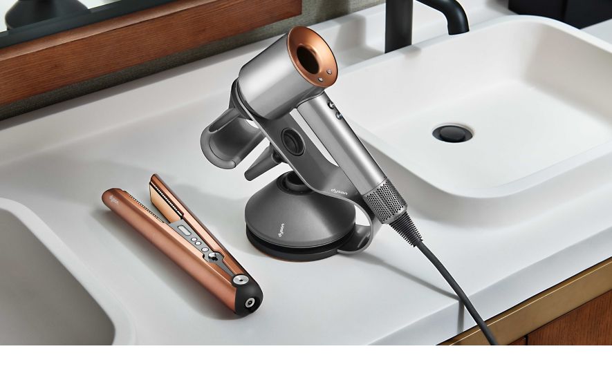 Dyson Supersonic and Corrale in a hotel bathroom 