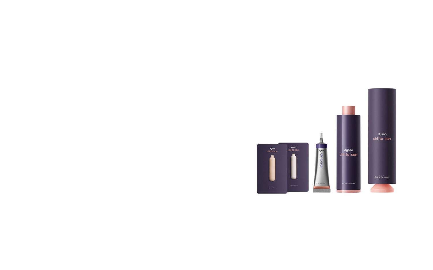 Die unterschiedlichen Dyson Chitosan Größen. 