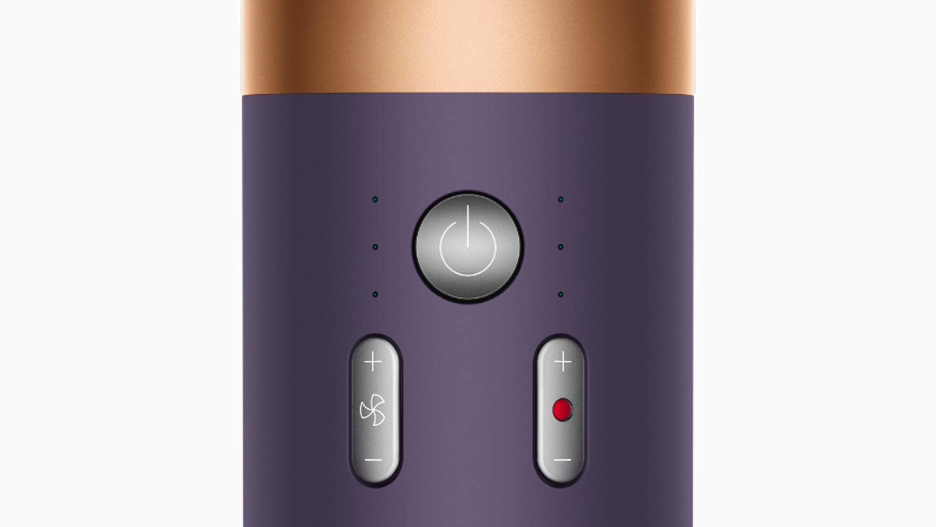 The air and temperature controls on the Dyson Supersonic r Professional hair dryer.