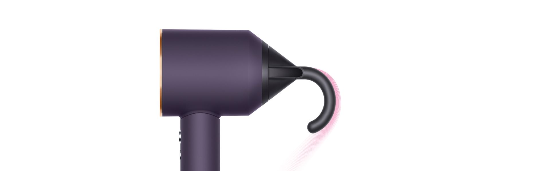 The Dyson Supersonic Professional hair dryer in Bright copper with the Flyaway attachment.