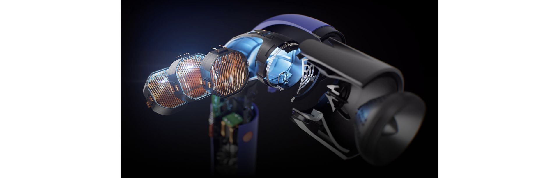 A cutout of the heating system in the Dyson Supersonic r Professional hair dryer.