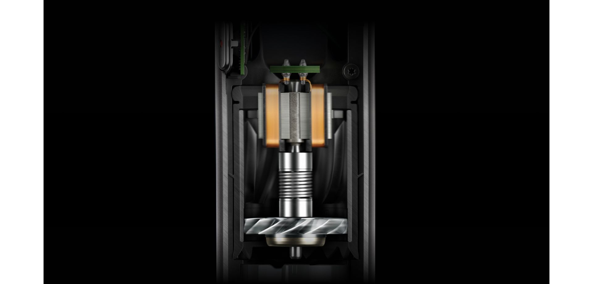 A cutout of the Dyson Supersonic r Professional hair dryer motor.